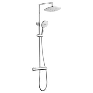 Shower System with White Square Shower Head 24x24 Caresse with Thermostatic mixer