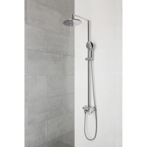 Shower System with Chrome Round Shower Head ? 25 Caresse with Bath Single Handle Mixer Summer Spout