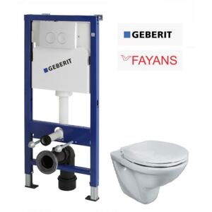 GEBERIT BASIC modul za WC s tipkom + FAYANS NEO WC školjka RIMLESS i WC sjedalo termoplast bijelo