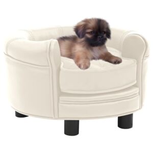 VidaXL Sofa za pse krem 48 x 48 x 32 cm od pliša i umjetne kože