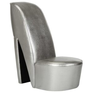 VidaXL Stolica u obliku visoke pete od umjetne kože srebrna