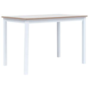Blagovaonski stol bijeo-smeđi 114x71x75 cm od drva kaučukovca