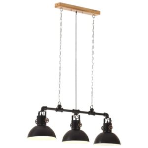 VidaXL Industrijska viseća svjetiljka od željeza i drva manga crna E27