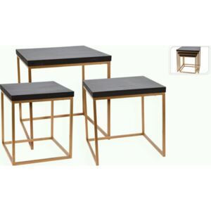Ambiance 3-dijelni set kutnih stolića od drva zlatno-crni
