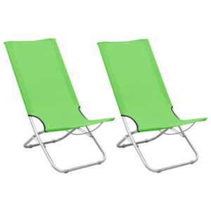 VidaXL Sklopive stolice za plažu od tkanine 2 kom zelene