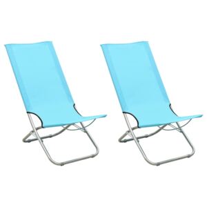 VidaXL Sklopive stolice za plažu od tkanine 2 kom tirkizne