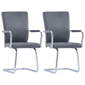 VidaXL Blagovaonske stolice od umjetne brušene kože 2 kom sive