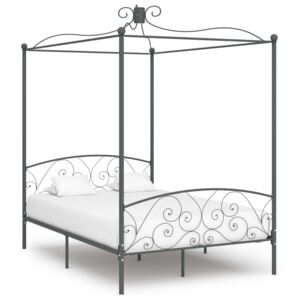 VidaXL Okvir za krevet s nadstrešnicom sivi metalni 120 x 200 cm