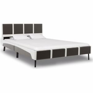 VidaXL Okvir za krevet od umjetne kože sivo-bijeli 135 x 190 cm