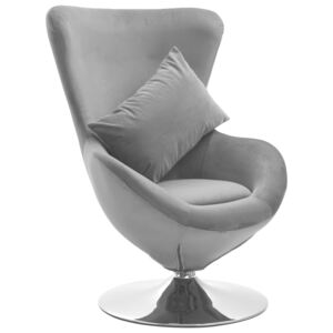 VidaXL Okretna jajolika stolica s jastukom svjetlosiva baršunasta