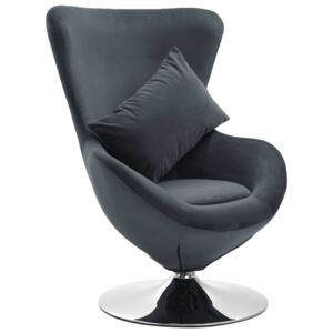 VidaXL Okretna jajolika stolica s jastukom tamnosiva baršunasta