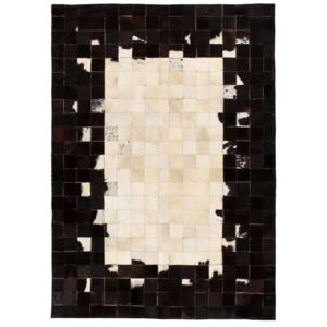 Tepih od prave kože 80 x 150 cm četvrtasti crno-bijeli
