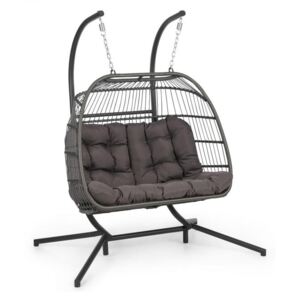Blumfeldt Biarritz Dupli, stolica za ljuljanje, s dva sjedala, jastuk za sjedenje, 130 kg, tamno siva