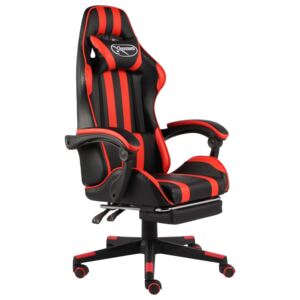 VidaXL Igraća stolica od umjetne kože s osloncem za noge crno-crvena