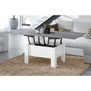 OSLO beton / bijela, stolić za kavu, moderan, proširiv, podignut