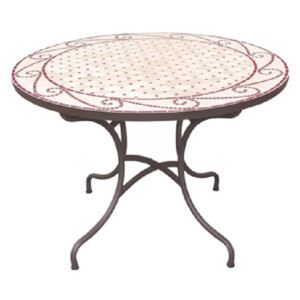 Vienna okrugli mozaik stol 110x110x75cm bordo/bež