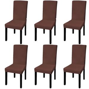 VidaXL Ravna rastezljiva navlaka za stolice 6 kom smeđa boja