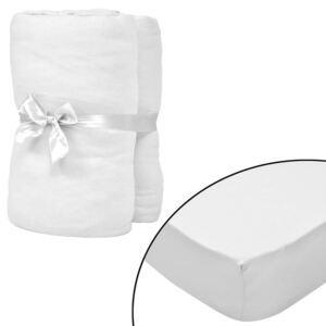 VidaXL Plahte s gumicom za vodene krevete 2 kom 180 x 200 cm pamučni žersej bijele