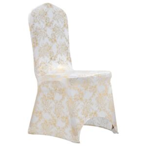 VidaXL Navlake za stolice 25 kom rastezljive bijele sa zlatnim uzorkom