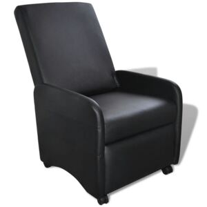 VidaXL Sklopiva Fotelja od Umjetne Kože Crna