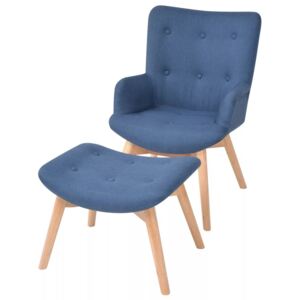 VidaXL Fotelja s osloncem za noge od tkanine plava