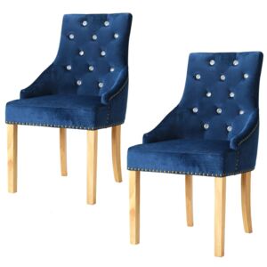 VidaXL Blagovaonske stolice od masivne hrastovine i baršuna 2 kom plave