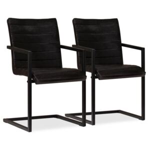 VidaXL Blagovaonske stolice od prave kože 2 kom antracit