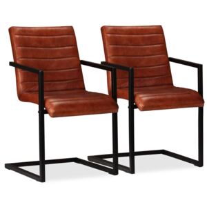 VidaXL Blagovaonske stolice od prave kože 2 kom smeđe