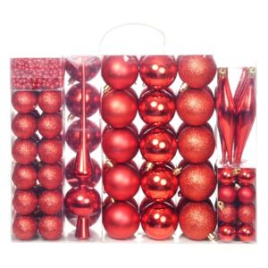 VidaXL Set božićnih kuglica 113 komada 6 cm crveni