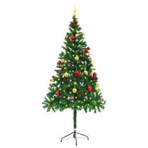 VidaXL Umjetno božićno drvce ukrašeno s kuglicama i LED žaruljicama 180 cm zeleno
