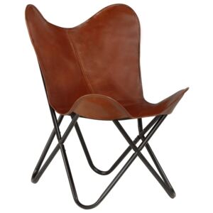 VidaXL Leptir-stolica od prave kože smeđa dječja veličina