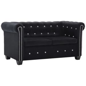 VidaXL Chesterfield sofa za dvoje s baršunastom presvlakom 146 x 75 x 72 cm crna