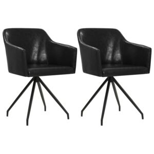 VidaXL Blagovaonske stolice od umjetne kože 2 kom okretne crne