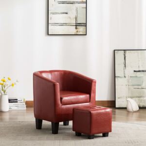 VidaXL Fotelja od umjetne kože s osloncem za noge crvena boja vina