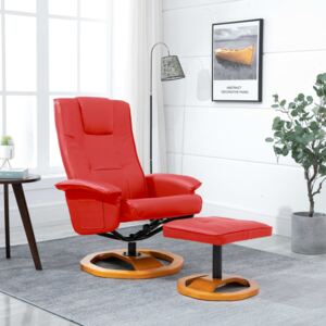 VidaXL Okretna TV fotelja s osloncem za noge od umjetne kože crvena