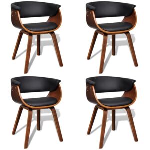 VidaXL Blagovaonske stolice 4 kom od zaobljenog drva i umjetne kože