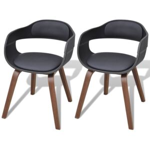 VidaXL Blagovaonske stolice od zaobljenog drva i umjetne kože 2 kom crne