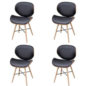 VidaXL Blagovaonske stolice od zaobljenog drva i umjetne kože 4 kom