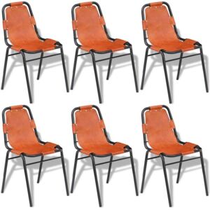VidaXL Blagovaonske stolice od prave kože 6 kom smeđe