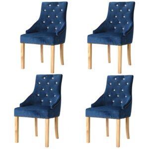 VidaXL Blagovaonske stolice 4 kom od masivne hrastovine i baršuna plave