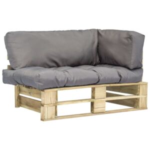 VidaXL Vrtna sofa od paleta sa sivim jastucima od borovine