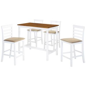 VidaXL 5-dijelni barski set stola i stolica od masivnog drva smeđe-bijeli