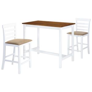 VidaXL 3-dijelni barski set stola i stolica od masivnog drva smeđe-bijeli