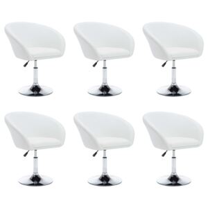 VidaXL Okretne blagovaonske stolice od umjetne kože 6 kom bijele