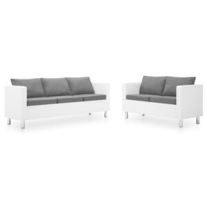 VidaXL 2-dijelni set sofa od umjetne kože bijeli i svijetlosivi