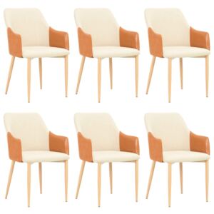 VidaXL Blagovaonske stolice od tkanine 6 kom smeđe-krem