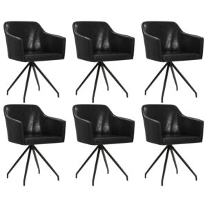 VidaXL Blagovaonske stolice od umjetne kože okretne 6 kom crne