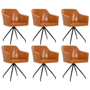 VidaXL Blagovaonske stolice od umjetne kože okretne 6 kom smeđe