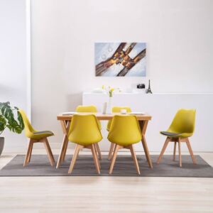 VidaXL Blagovaonske stolice od umjetne kože 6 kom žuto-crne
