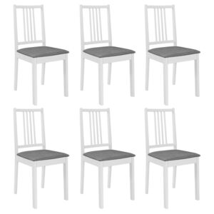 VidaXL Blagovaonske stolice od masivnog drva s jastucima 6 kom bijele